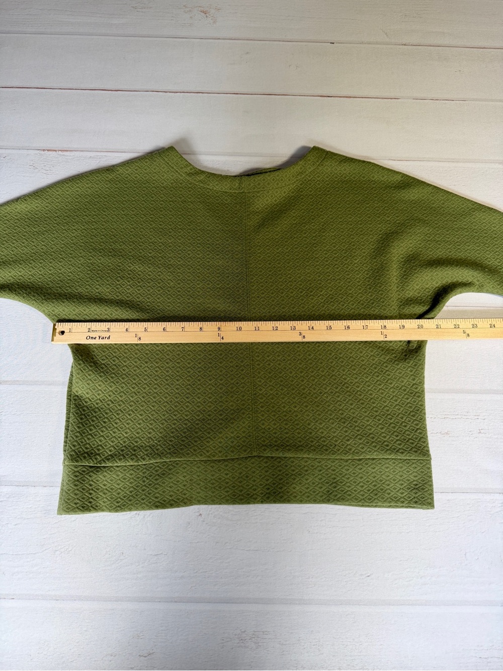 3RD + MALT Olive Green Textured Dolman Sleeve Top Small S Boxy Knit Blouse - Picture 5 of 8